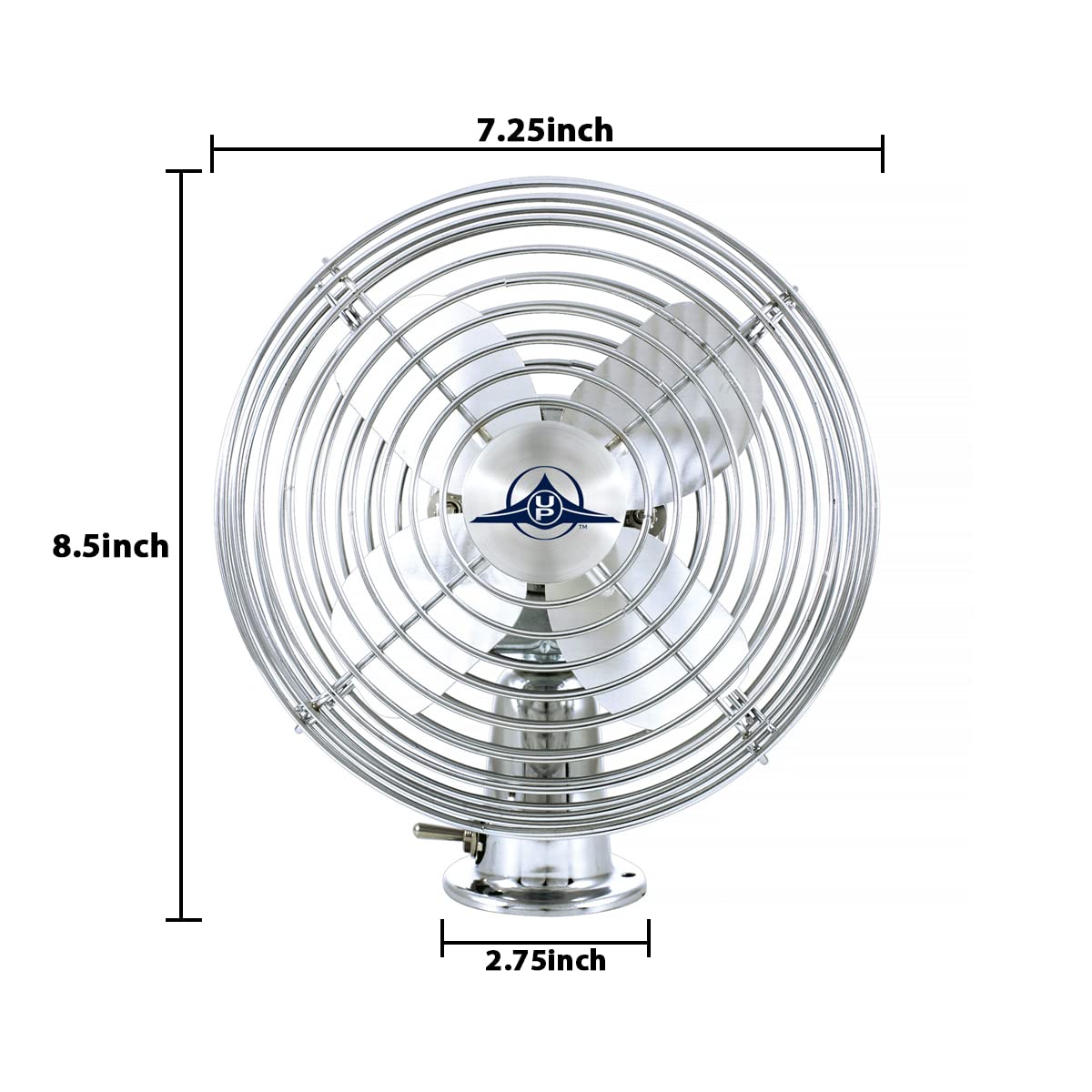 United Pacific swivel base detail showing adjustable ball joint for precise airflow direction