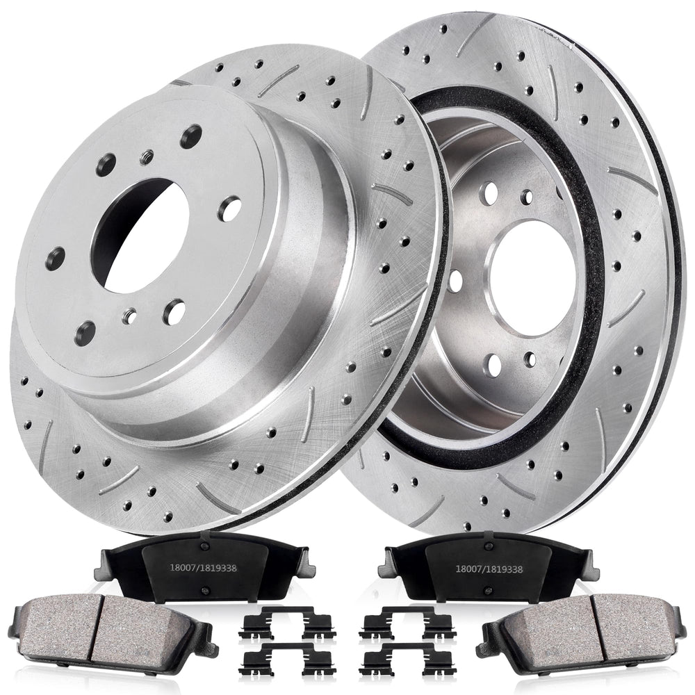 UNITHUB front view of brake kit showing rotors pads and included hardware for quick identification and purchase