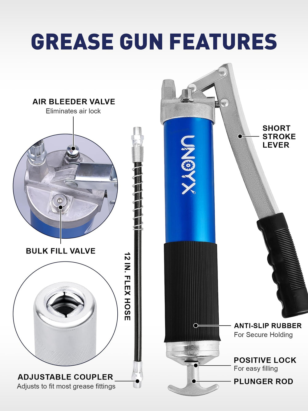 UNOYX knurled aluminum barrel closeup offering secure grip and corrosion protection