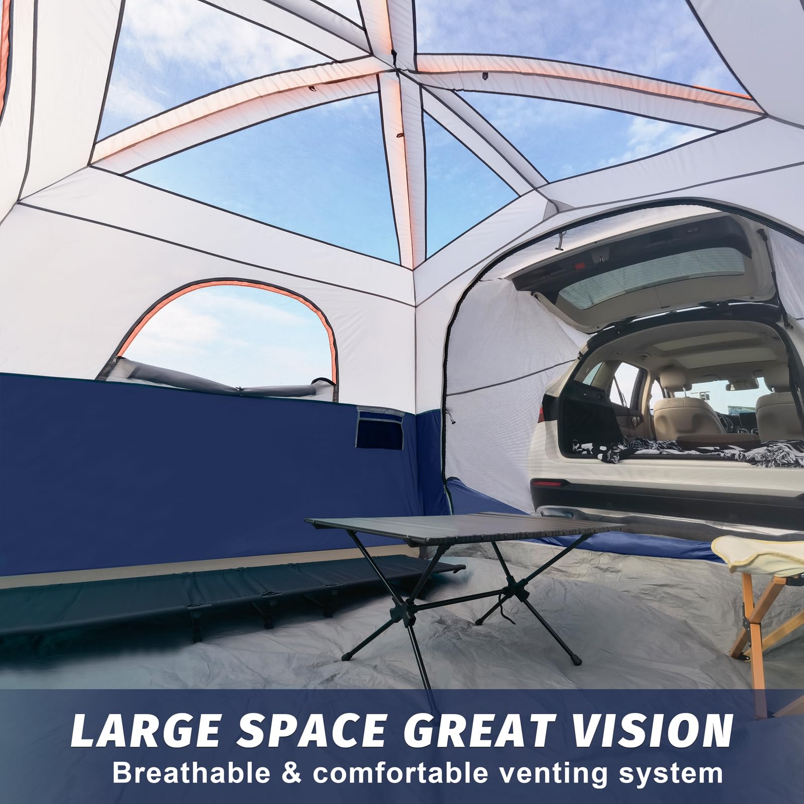 unp tent fabric and seam close-up demonstrating durable construction