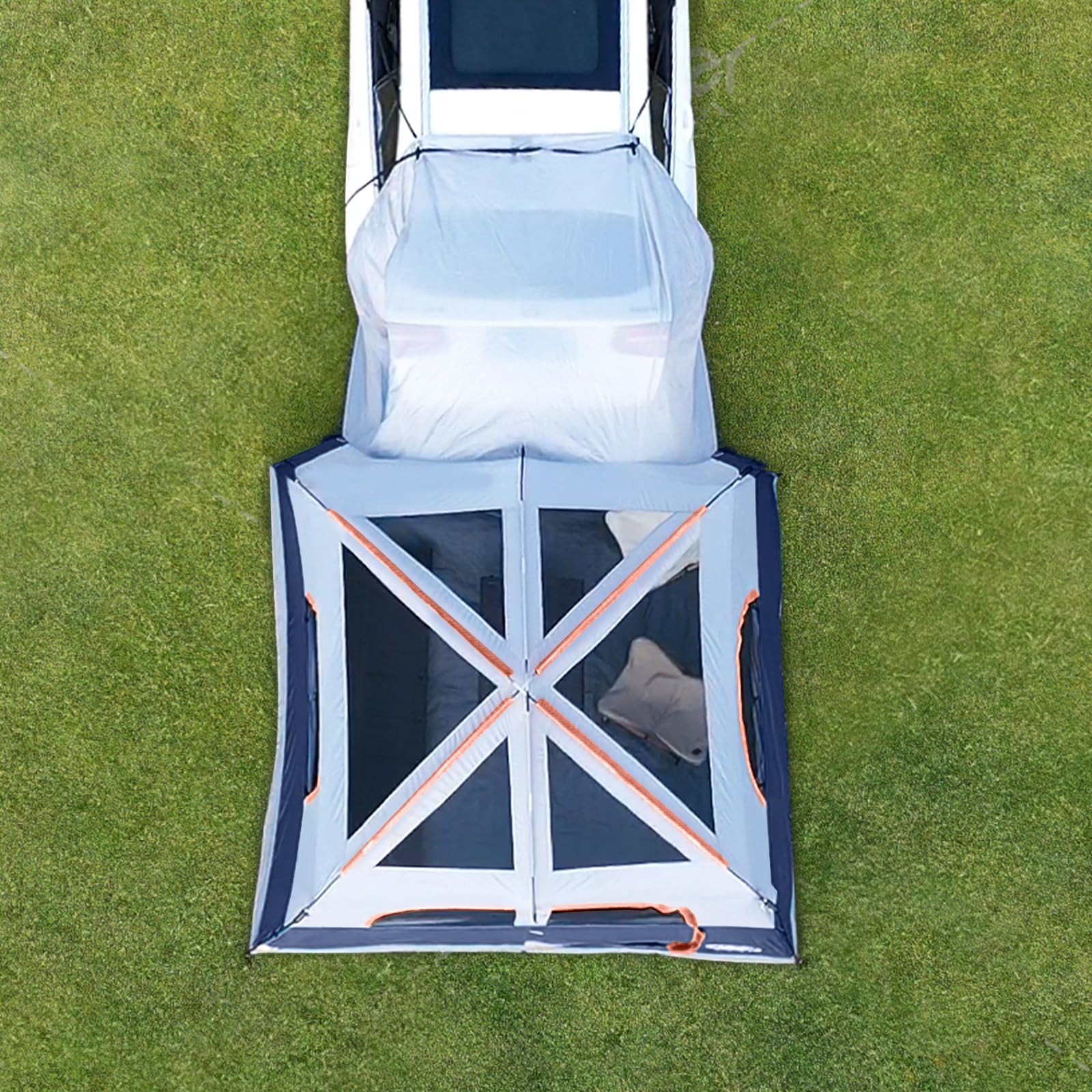unp tent at campsite in use providing extra sleeping and storage space