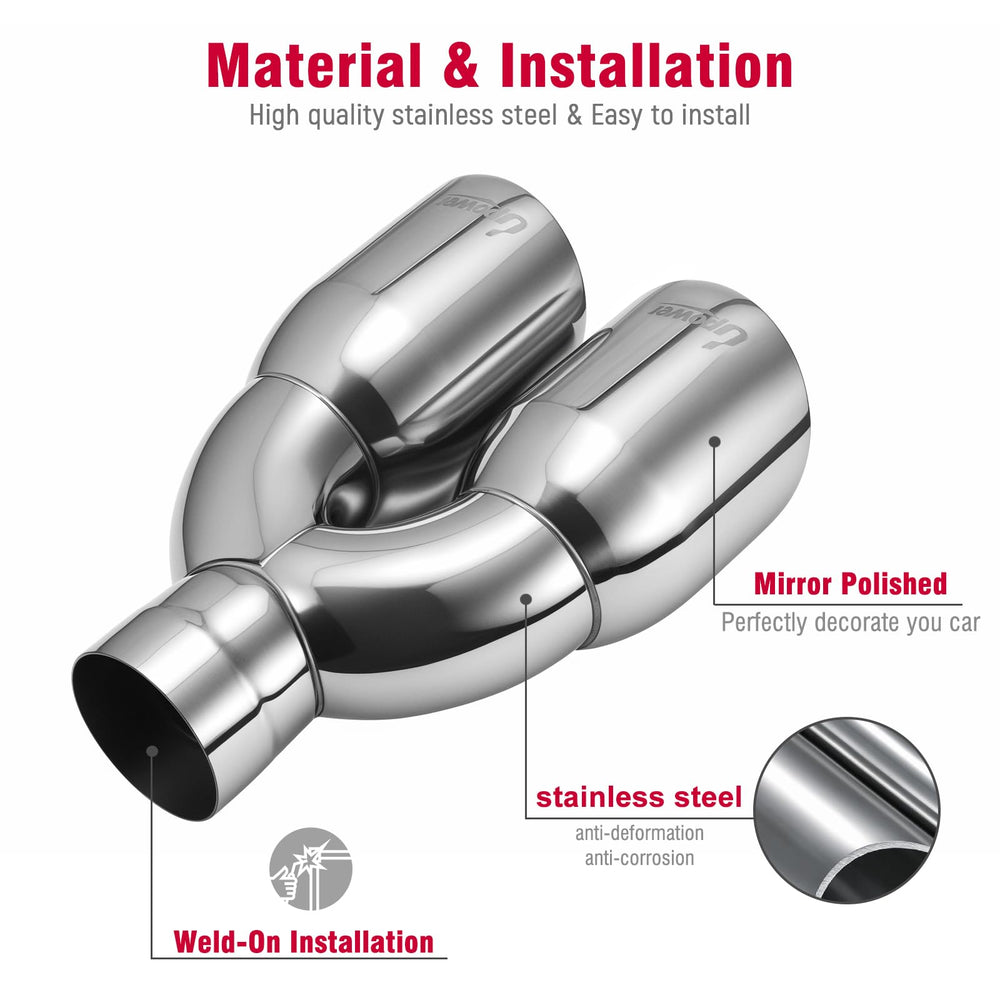 Upower double outlet end profile displaying wider exhaust presence benefit