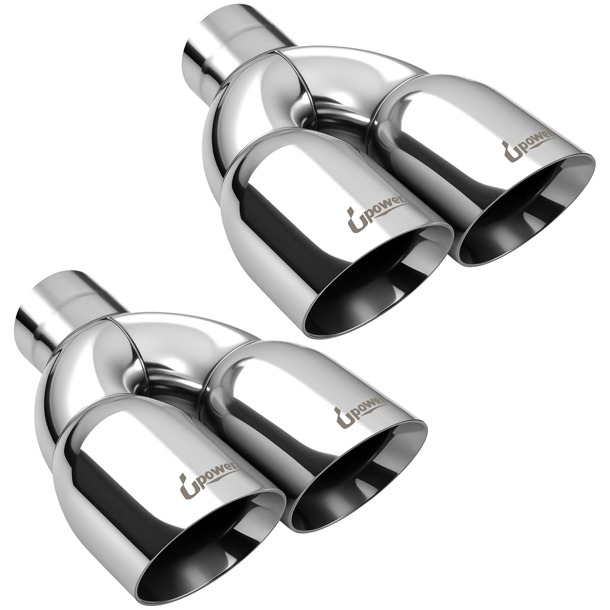 Upower front view polished dual tip showing sleek finish and upgraded look