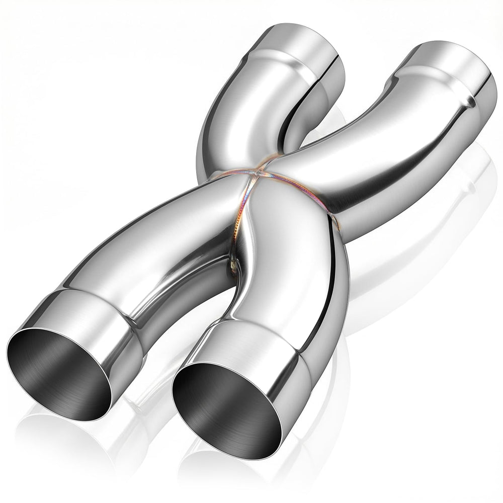 Upower X-pipe front view showing shape and inlet outlets for easy fitment