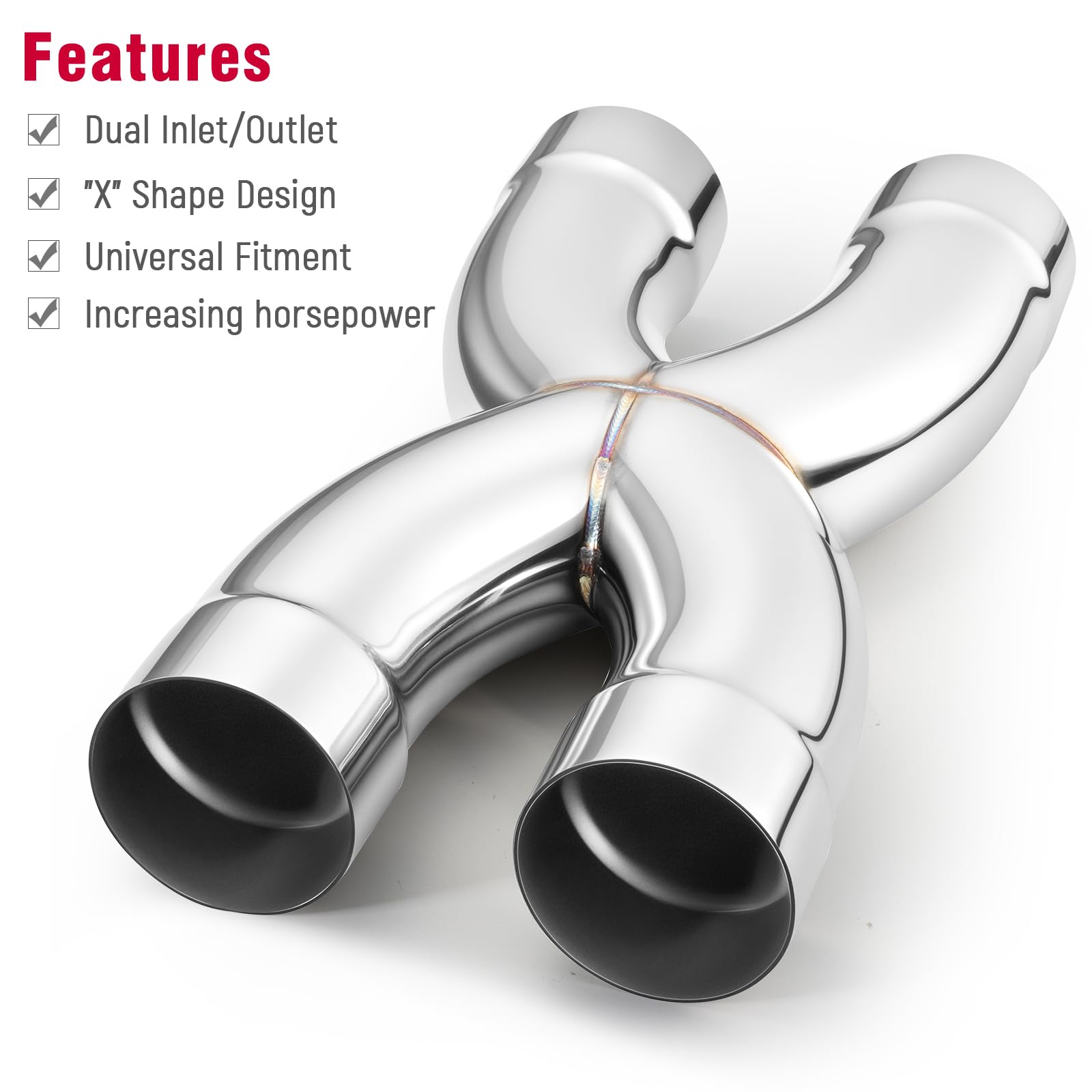 Upower X-pipe installed undercarriage demonstrating fit and improved flow