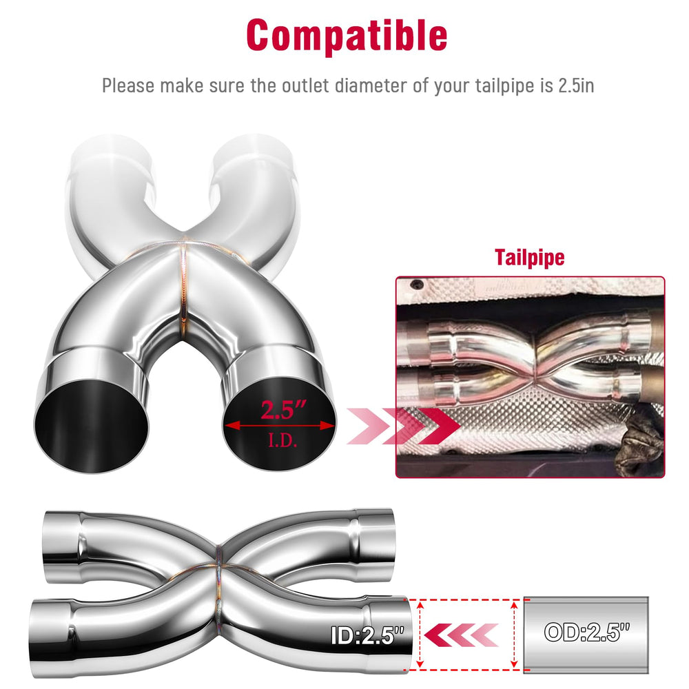 Upower X-pipe polished finish closeup showing corrosion-resistant surface