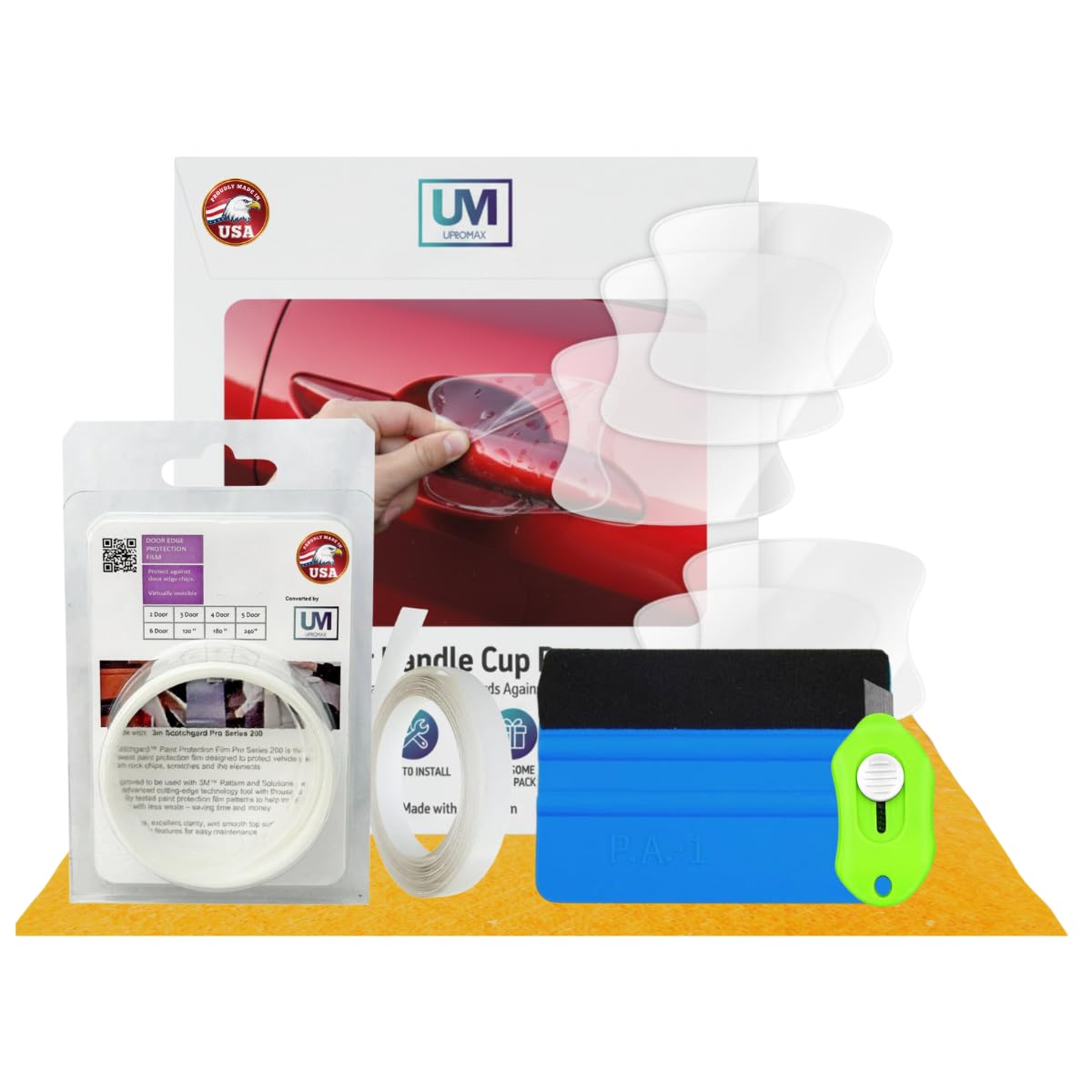 Upromax front packaging showing clear protector kit preserving paint