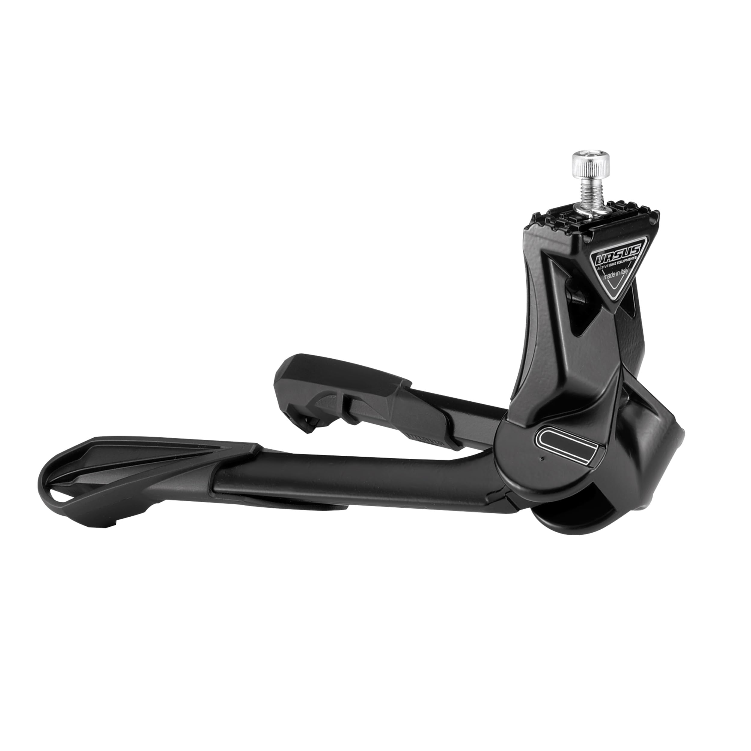 Ursus kickstand folded at 7 inches showing compact transport benefit