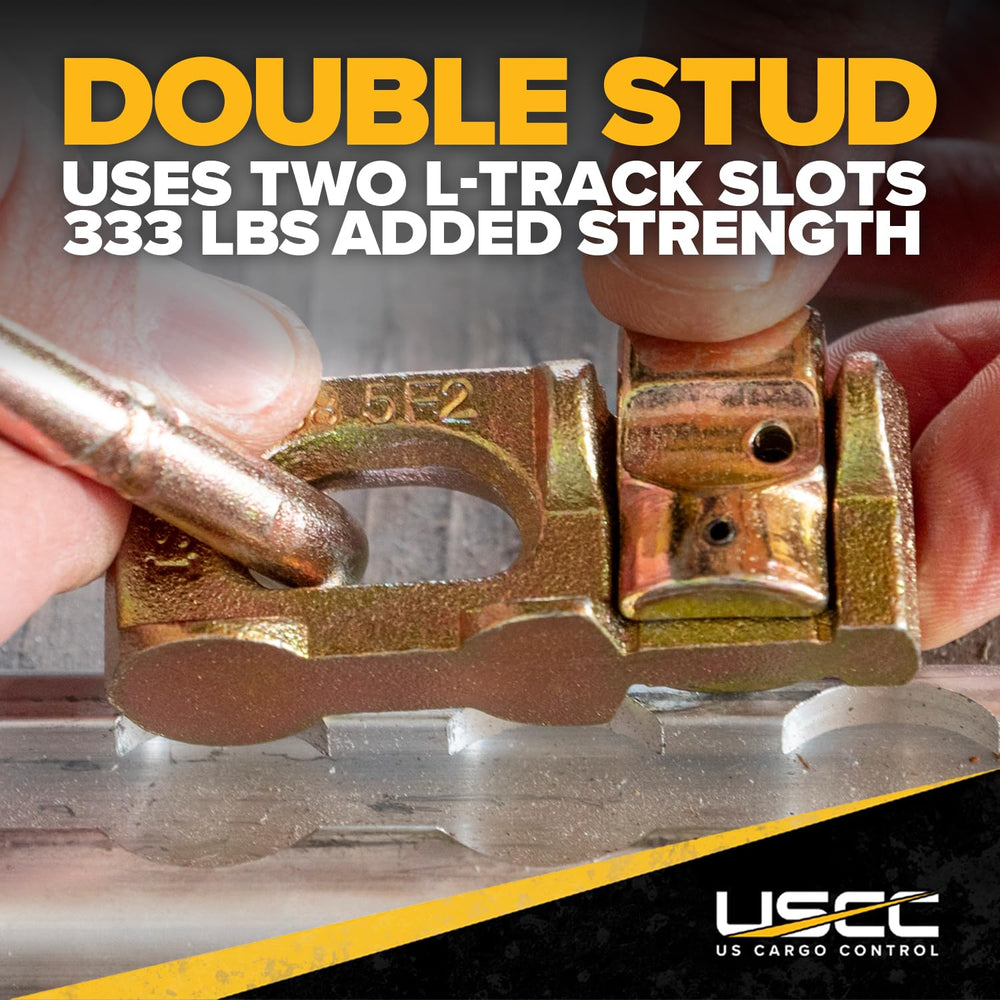US Cargo Control side profile of double stud showing two-slot footprint benefit increased strength