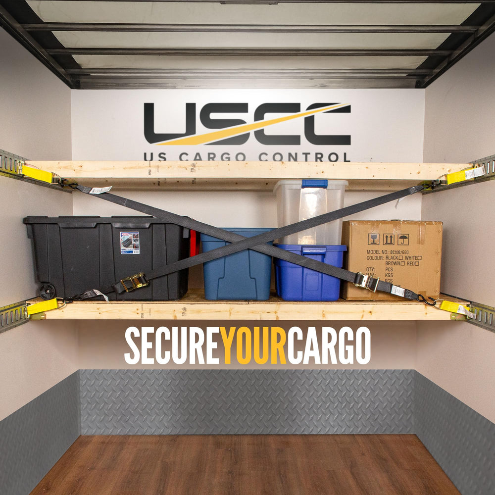 US Cargo Control yellow tie-offs inside trailer for high visibility and quick ID