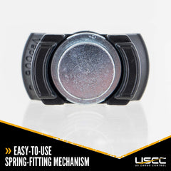 US Cargo Control plunger mechanism detail showing spring lock for quick repositioning