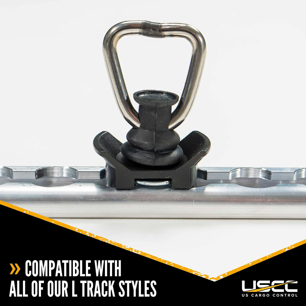 US Cargo Control side profile installed in rail showing compatibility with L-track