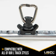 US Cargo Control side profile installed in rail showing compatibility with L-track
