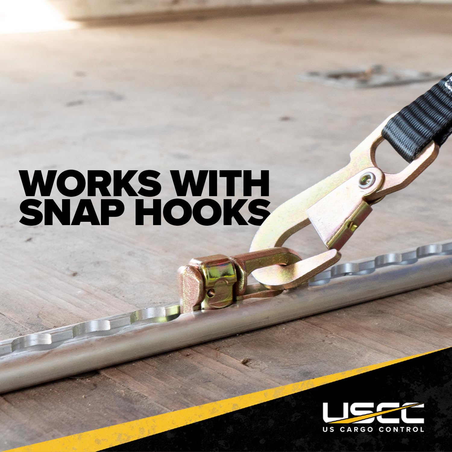 US Cargo Control webbing slot with strap demonstrating easy securement for cargo