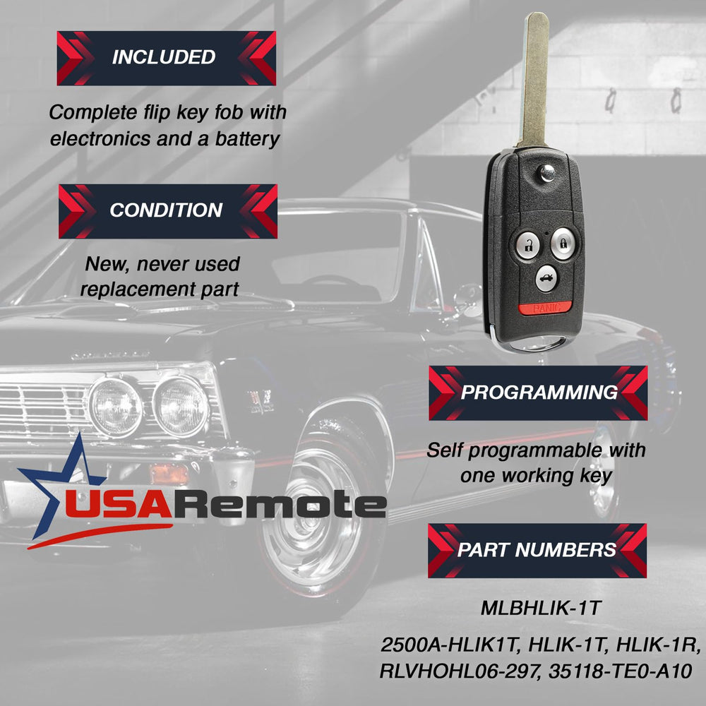 USARemote flip key electronics close-up showing preinstalled circuit and battery advantage