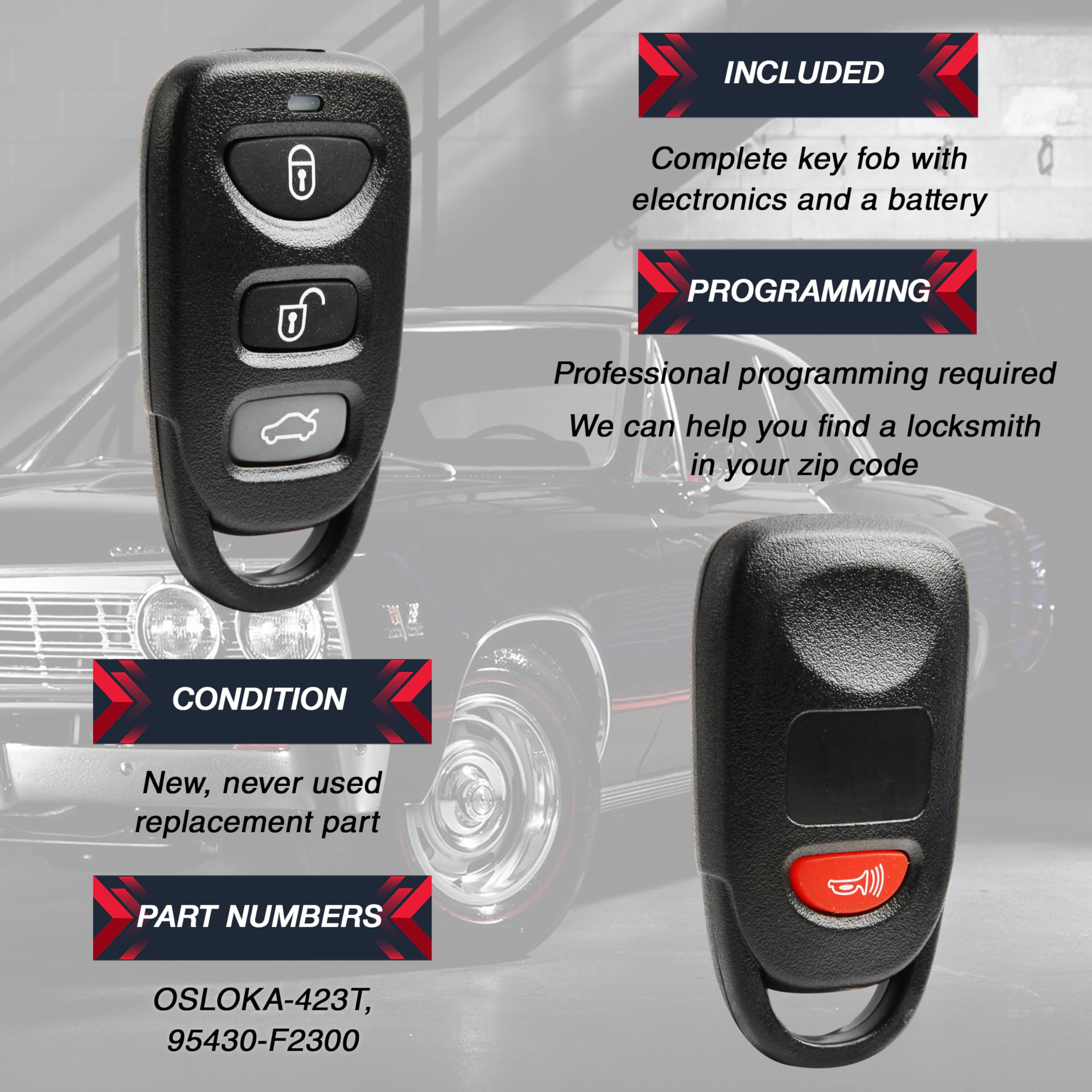 USARemote uncut emergency key blank included for locksmith cutting to your vehicle