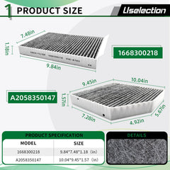 Uselection cabin filter close-up showing activated carbon layer that reduces odors