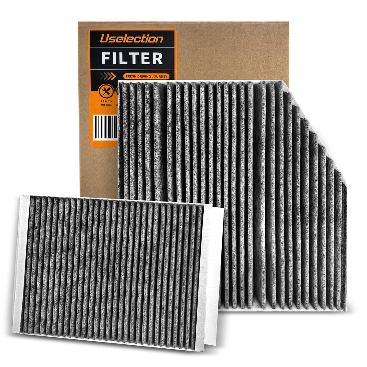 Uselection cabin engine filter kit front packaging showing model compatibility and benefit of fresh air