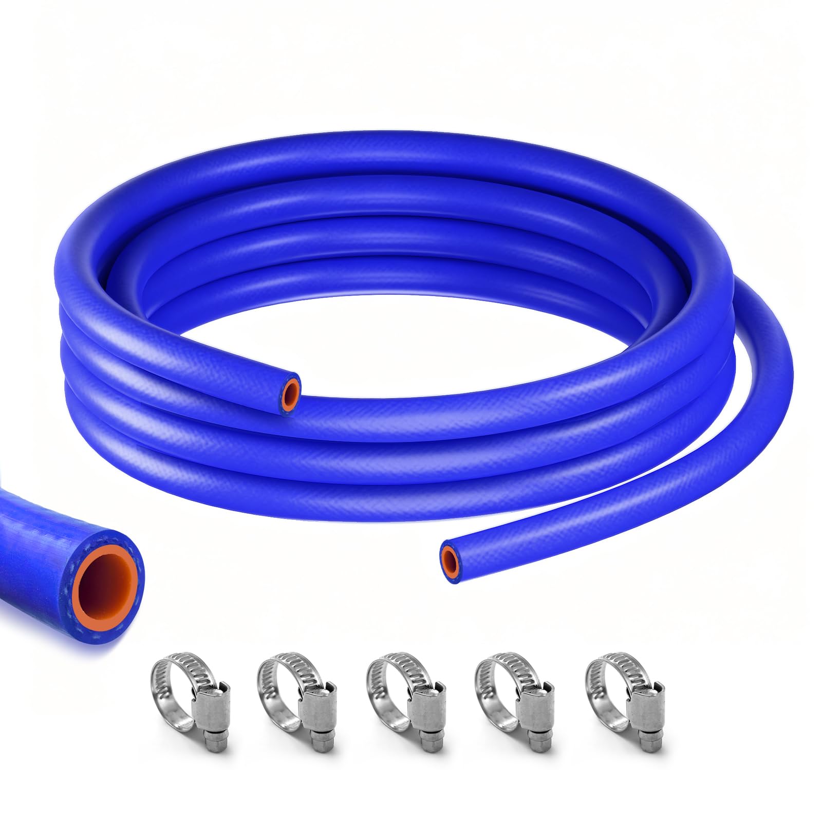 Uselection front view of 5ft silicone heater hose showing durable finish and fit