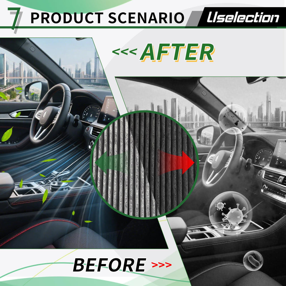 Uselection lifestyle photo of car interior implying cleaner air and improved passenger comfort