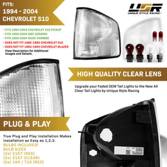 USR tail lights installed on Chevy S10 demonstrating improved rear appearance