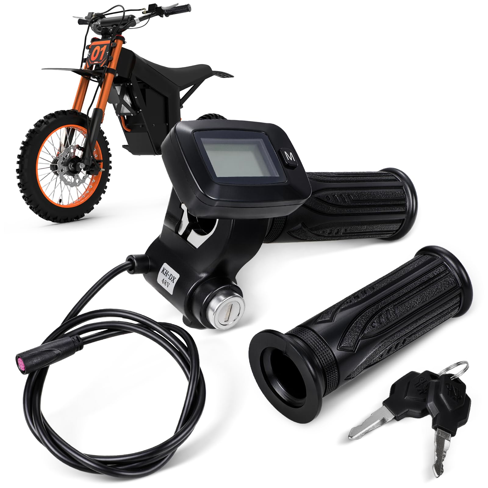 USTPO front view of throttle assembly showing compact fit and clear display benefits