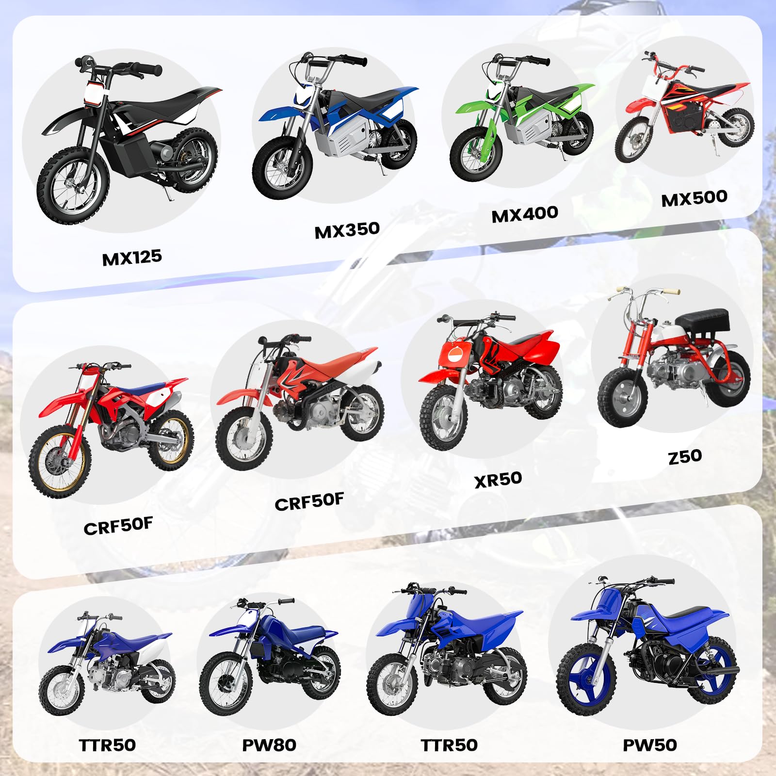 USTPO side view on CRF50 demonstrating stable riding posture benefit
