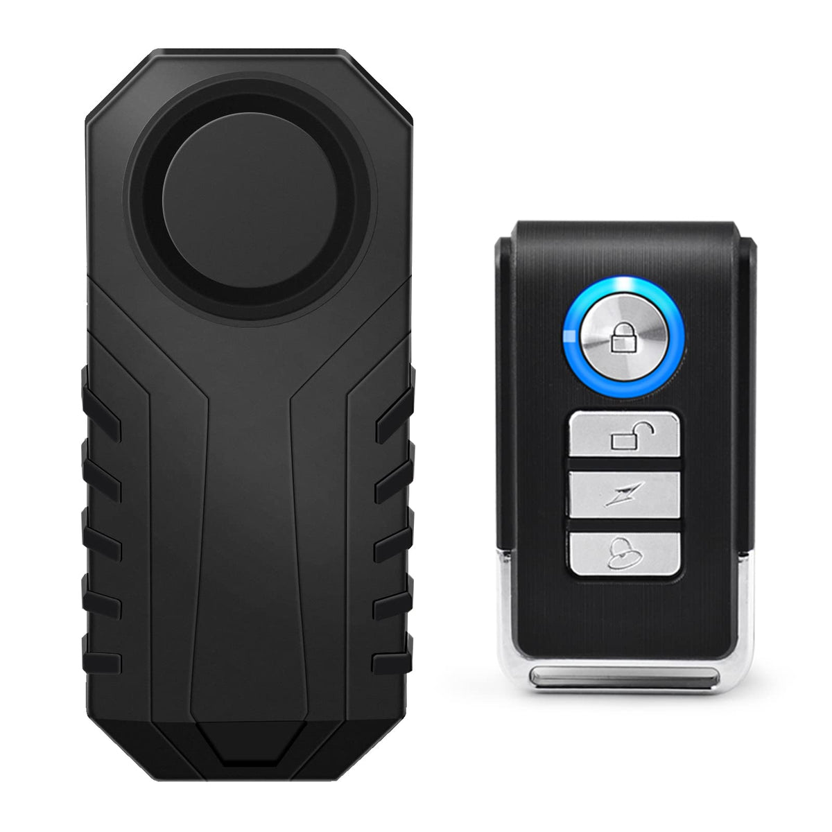 USUPERINK front view showing compact alarm and visible siren, protects bike effectively