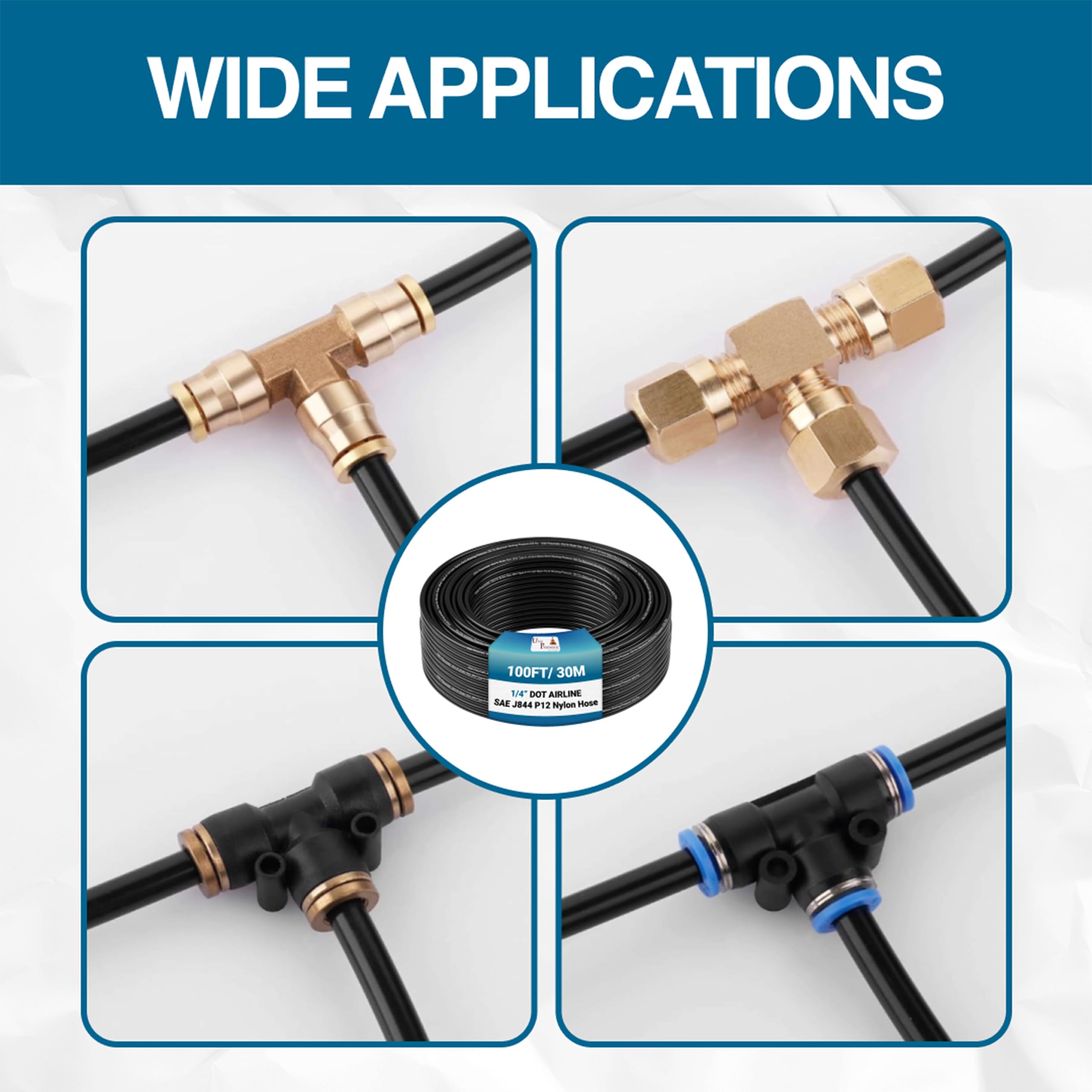 utah pneumatic close-up of tube wall texture benefit: visible UV-stabilized PA12 durability