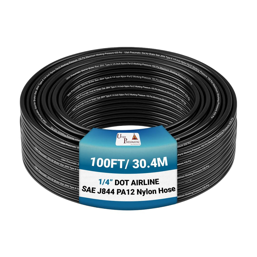 utah pneumatic front roll showing 100ft coil and black tubing benefit: easy bulk storage
