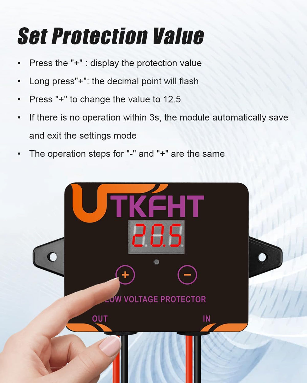 UTKFHT product label with specs for clear identification and correct setup