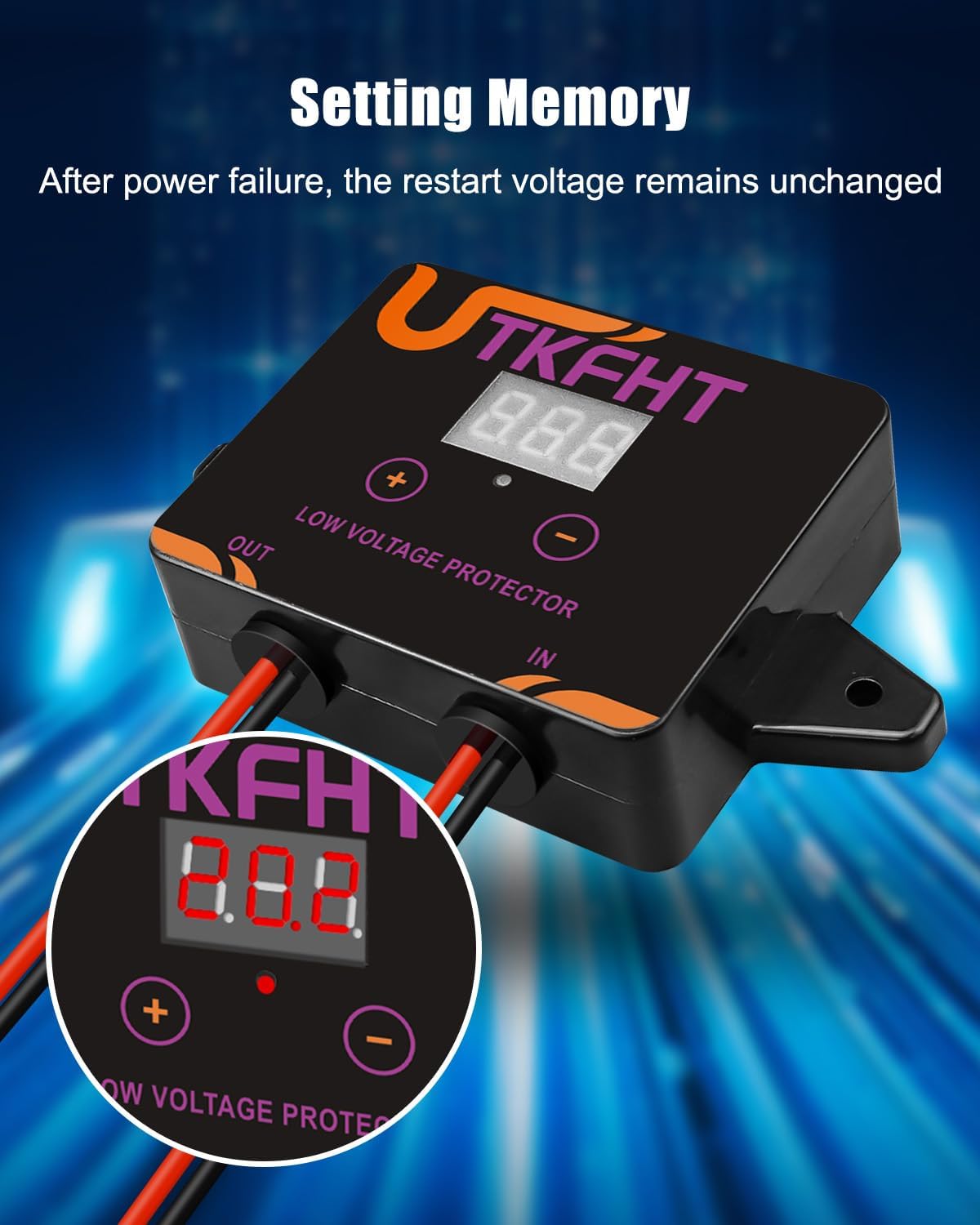 UTKFHT three-digit LED showing live voltage for precise monitoring benefit
