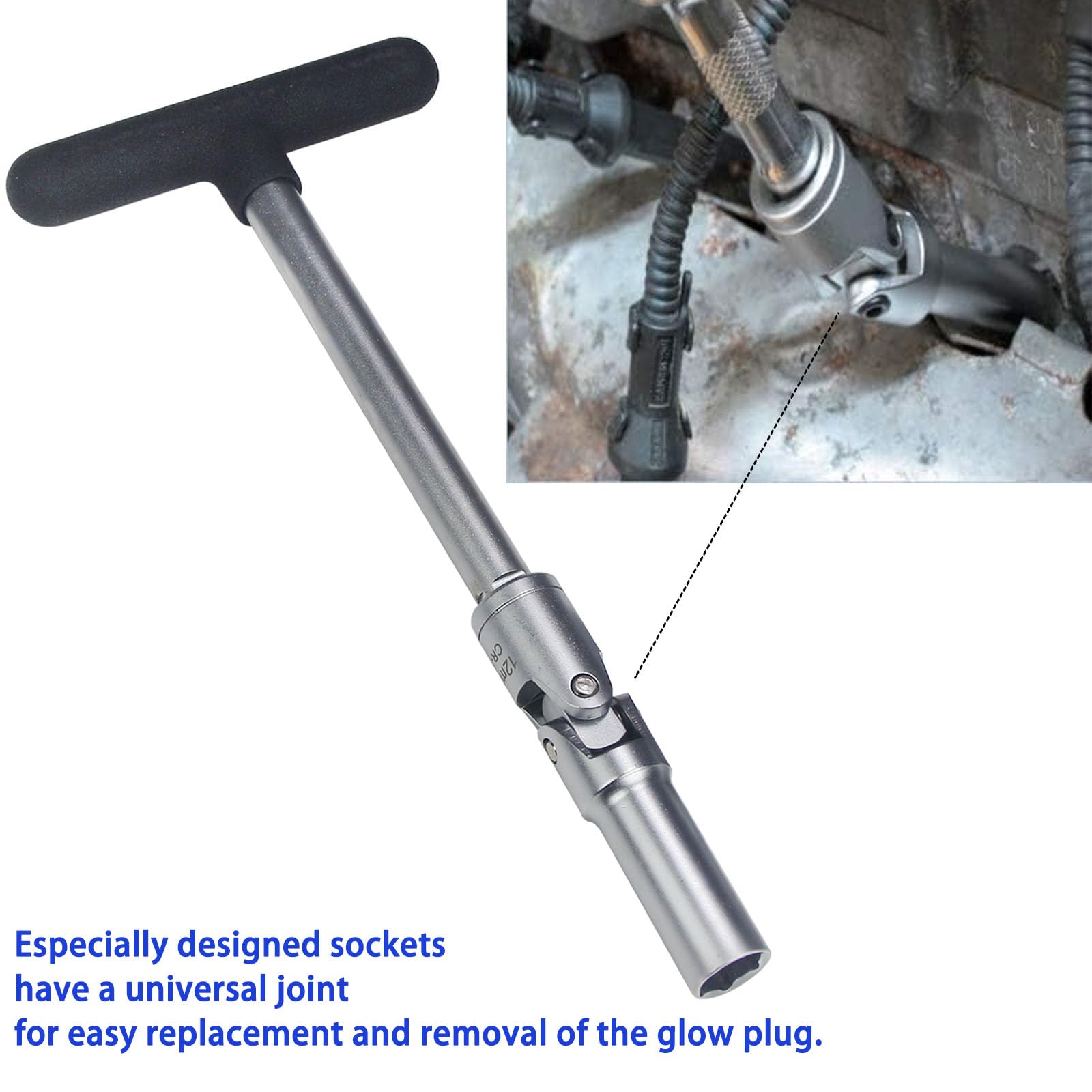 UTMALL T-bar extension beside ruler showing length and improved reach for plugs