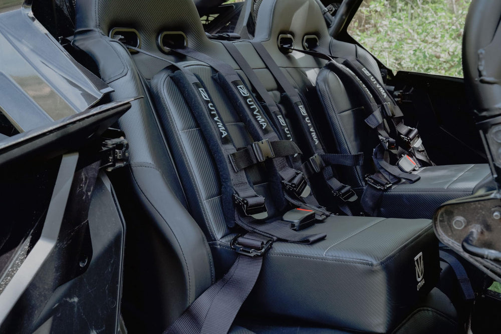 UTVMA rear detail showing back cushion seam and secure fit benefit