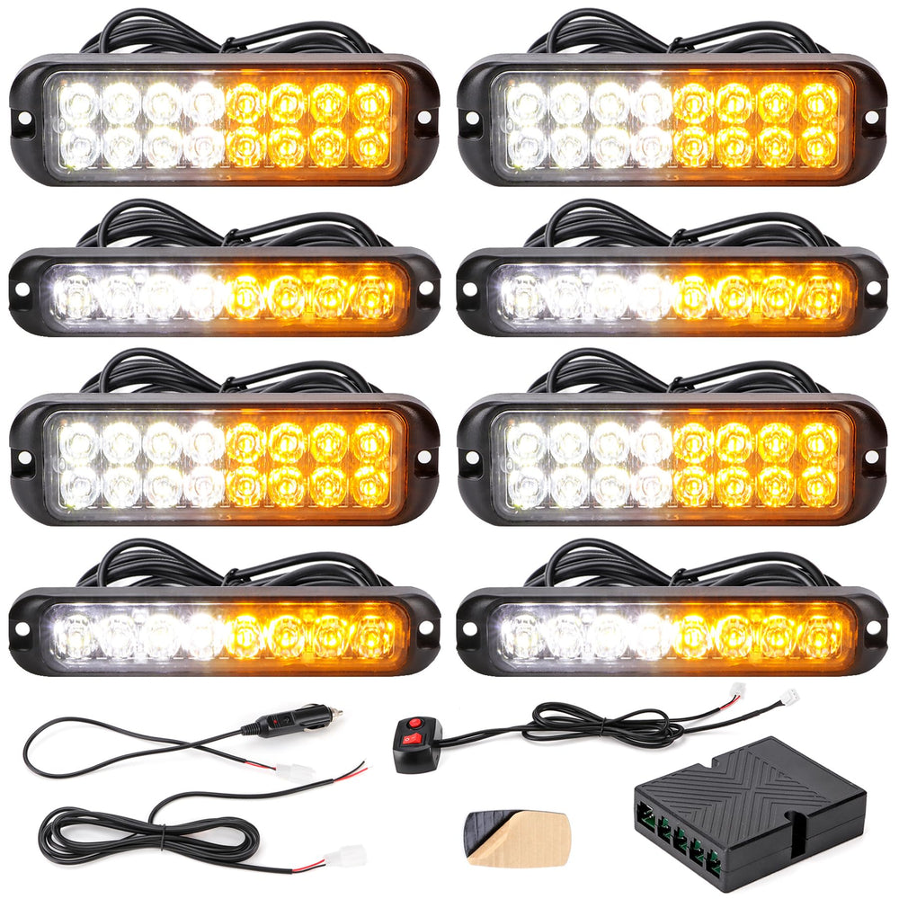 V-SEK front view of 8PCS strobe kit showing compact modules and control box for easy installation