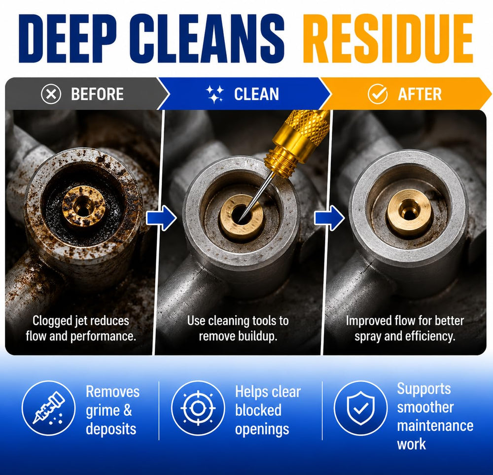 Valchoose close-up of stainless steel needles showing precision tips for stubborn jet clearing benefit