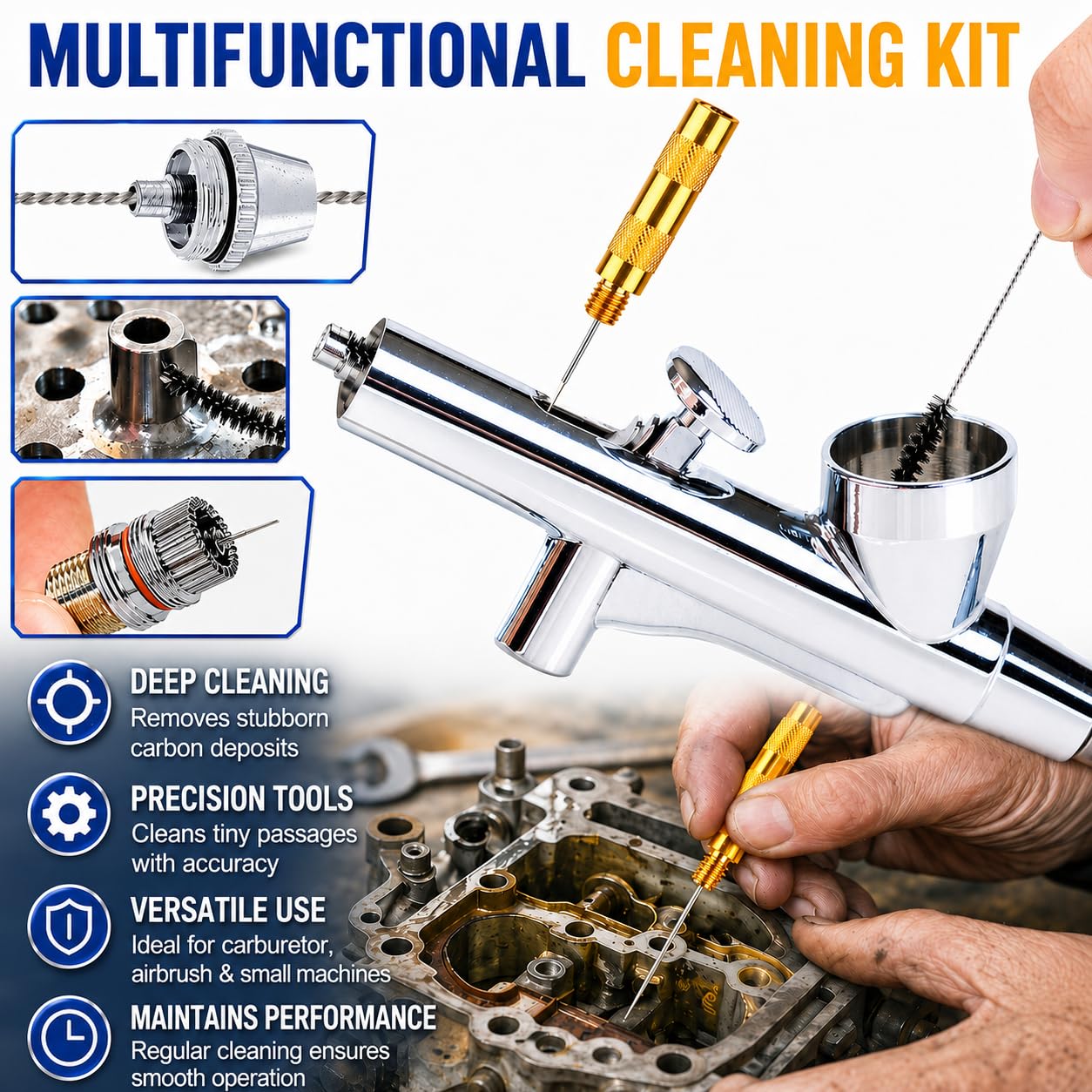 Valchoose double-ended brushes angled to show small and large bristle ends for versatile cleaning benefit