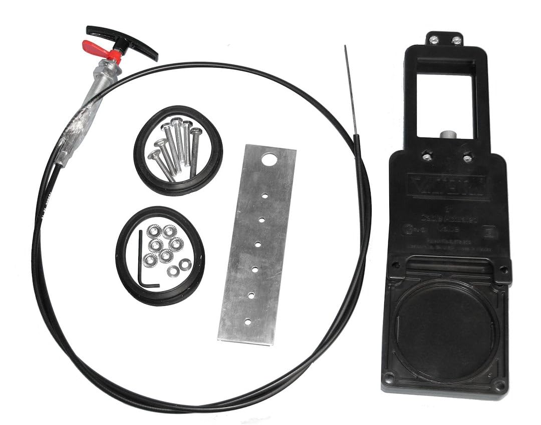 Valterra 72-inch flexible cable kit front view showing valve and cable for easier access