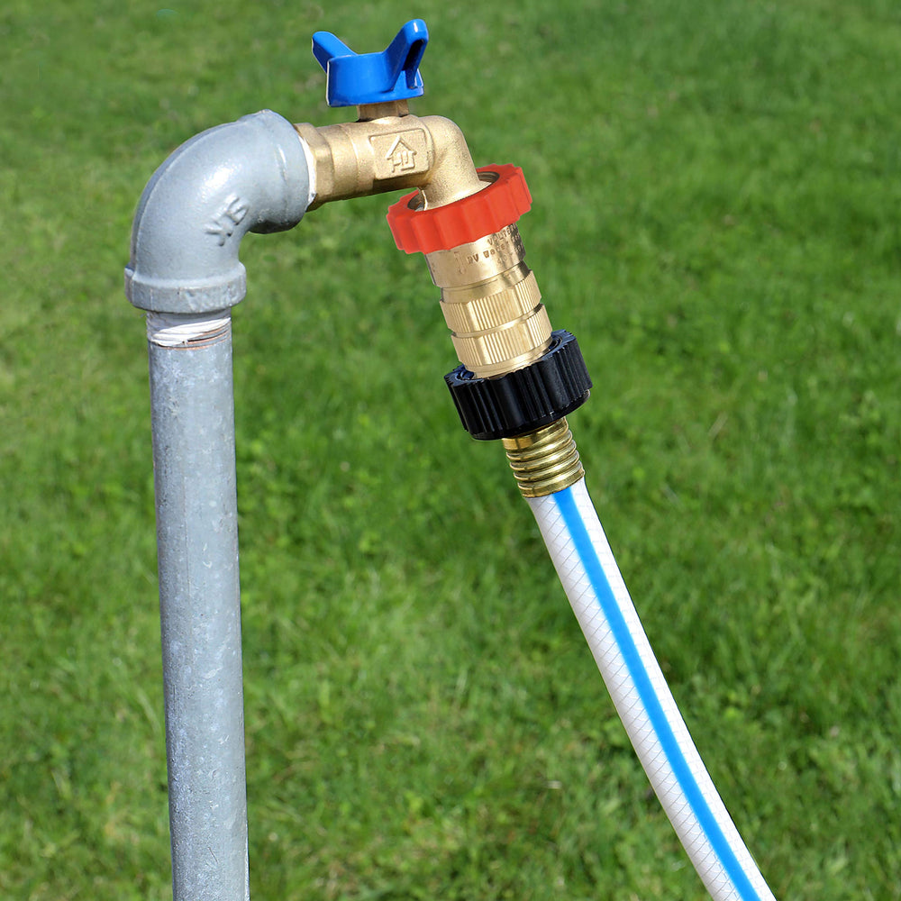 Valterra regulator installed on a spigot protecting RV plumbing with stable pressure