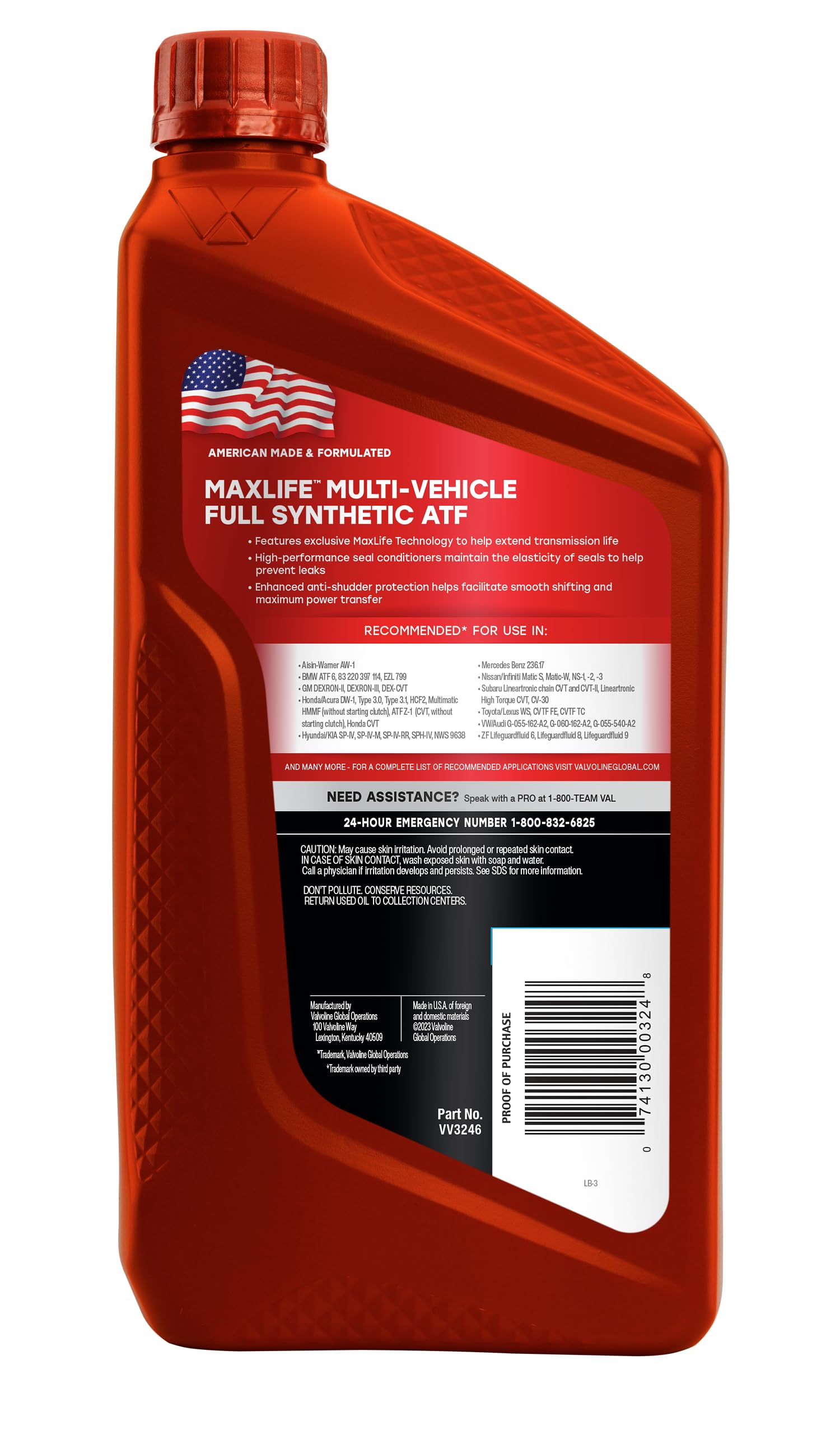 Valvoline ATF pouring from spout into funnel for clean, precise service