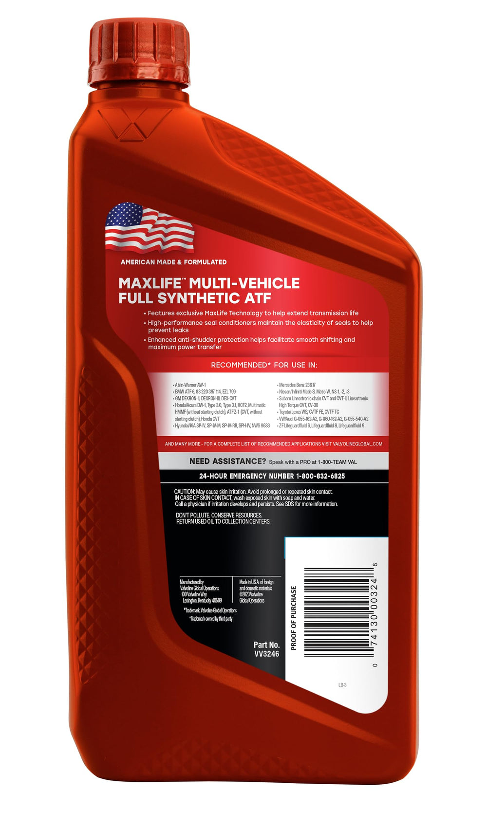 Valvoline ATF pouring from spout into funnel for clean, precise service