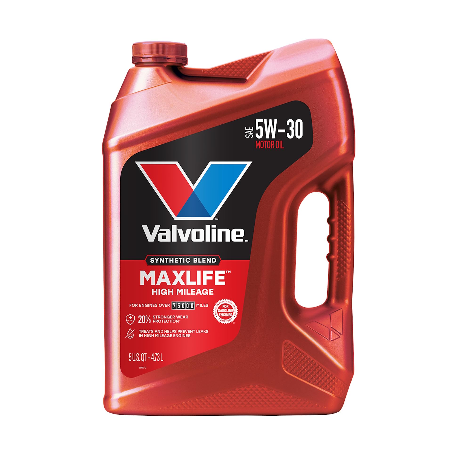 Valvoline high mileage back label with specifications and compatibility details