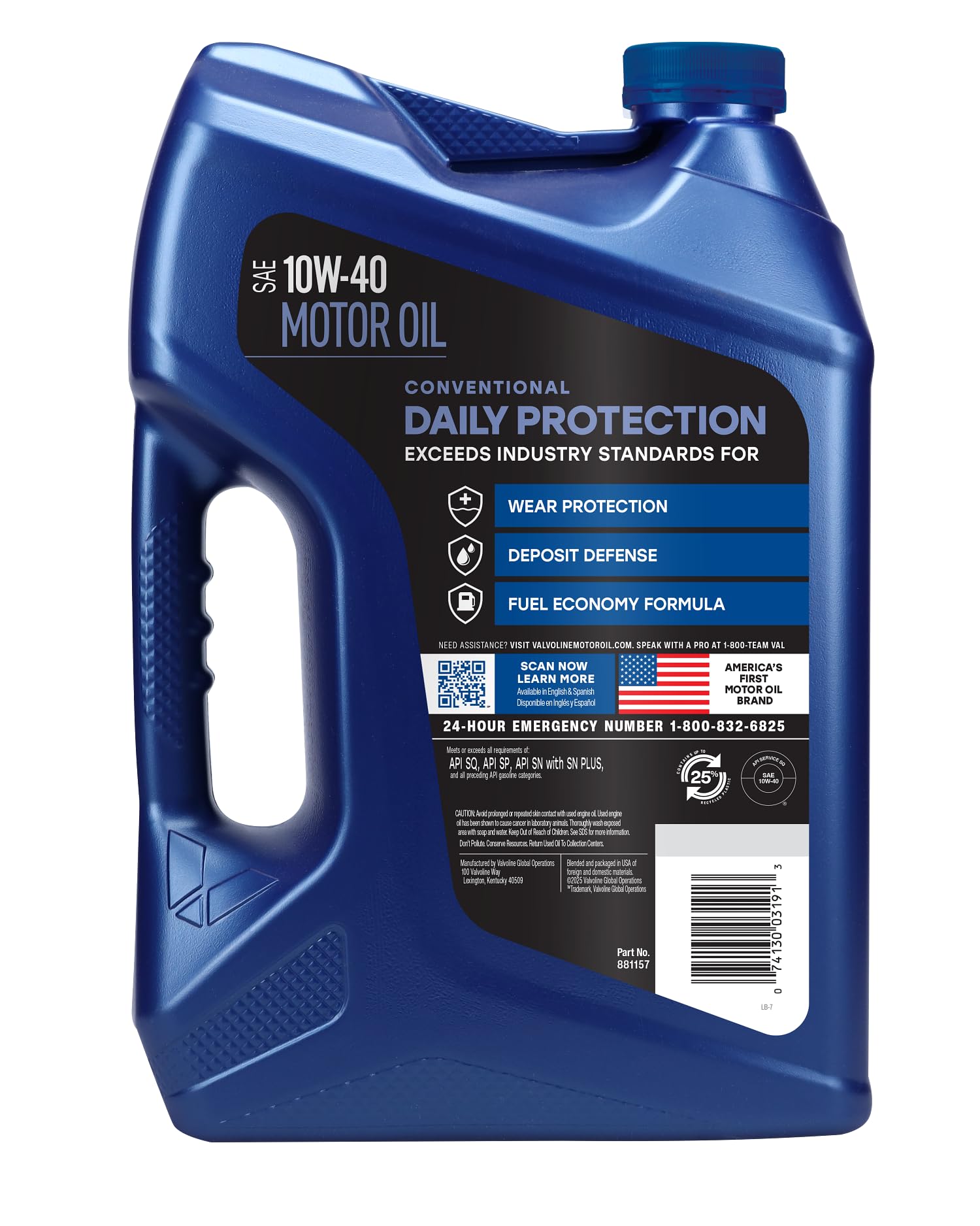 Valvoline label close-up 10W-40 displaying specs and API ratings clearly