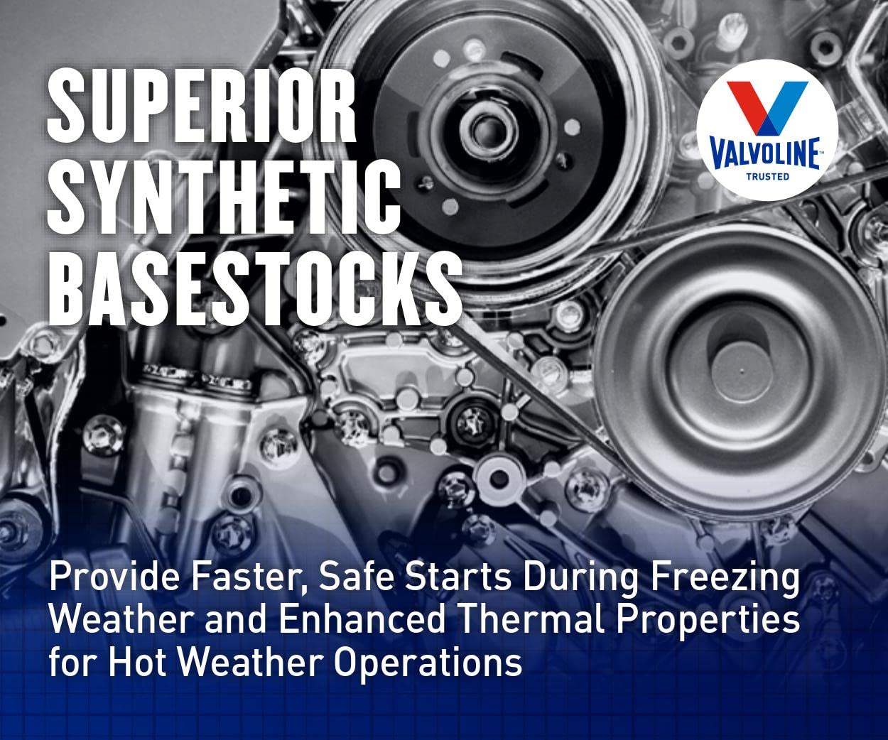Graphic showing Valvoline performance across hot and cold temperatures