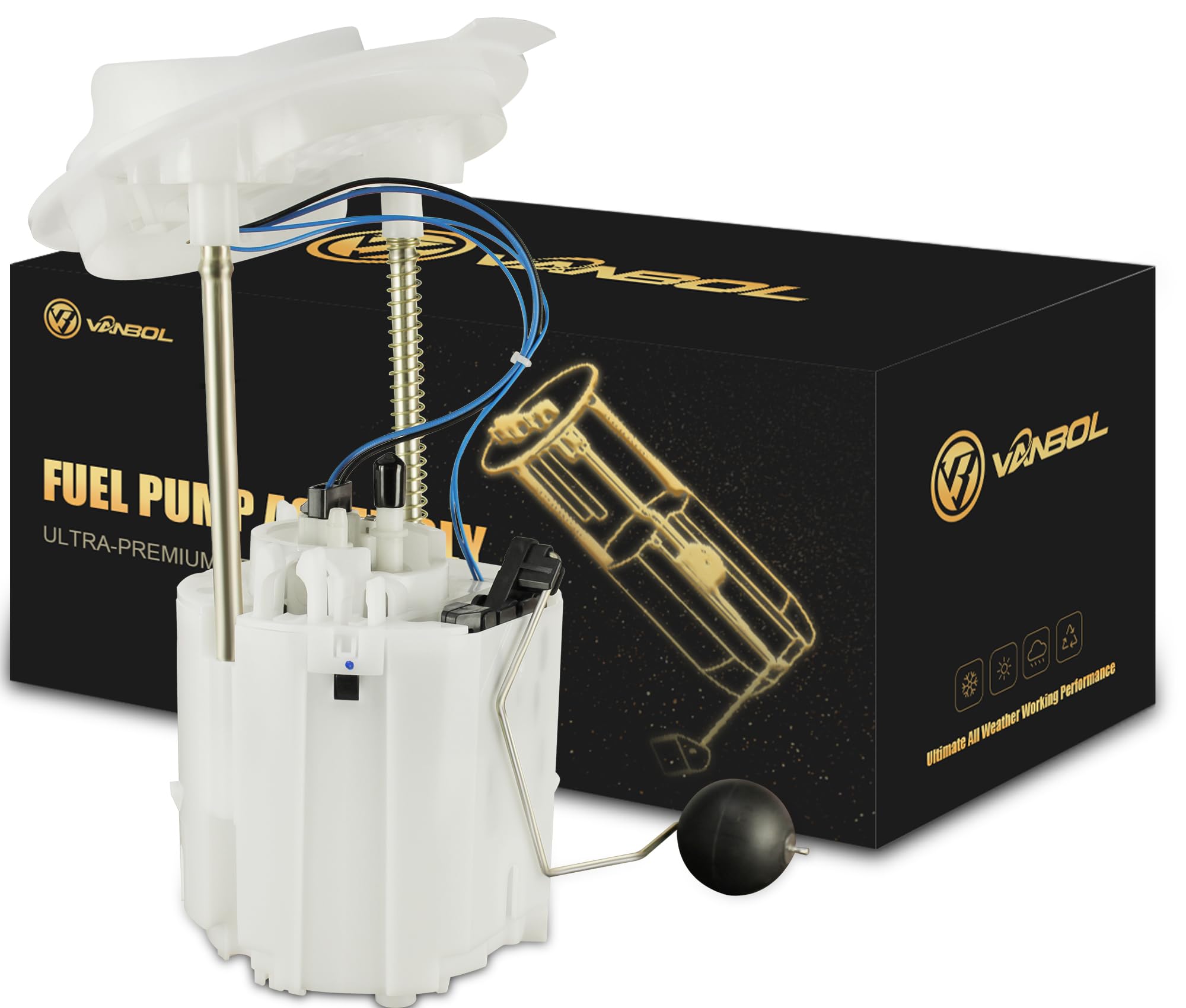 VANBOL fuel pump front assembly showing complete module and fitment benefit
