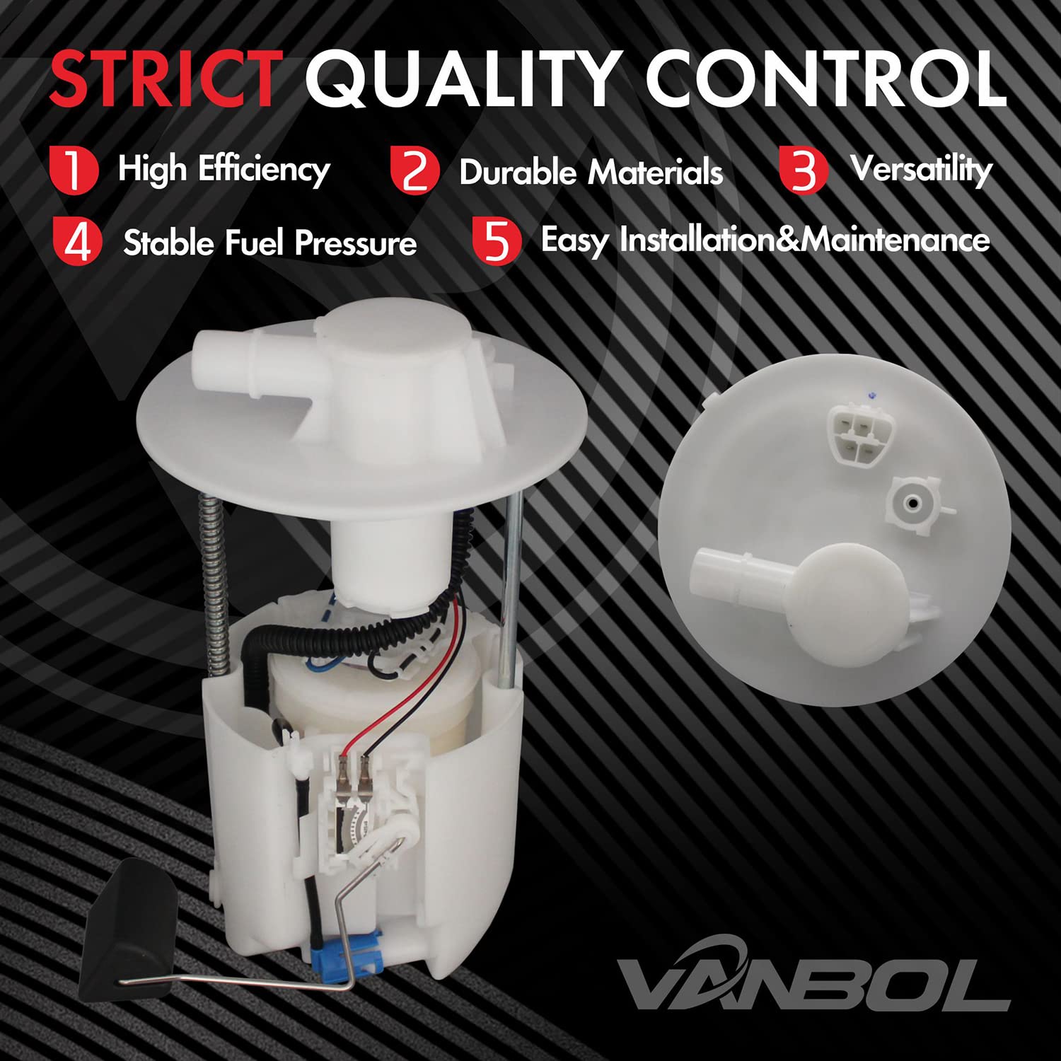 VANBOL sending unit float arm detail providing accurate fuel level readings
