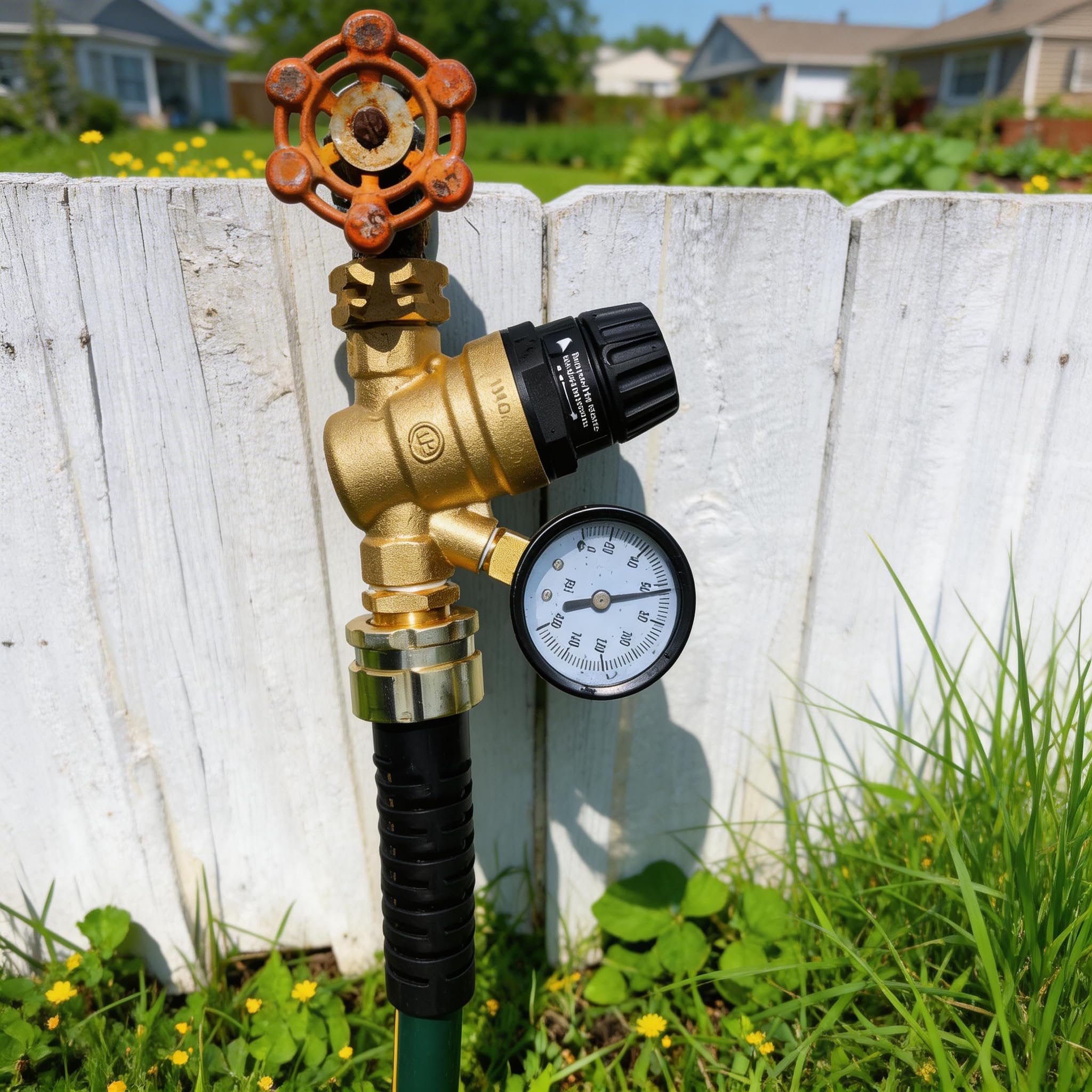 VANCOCO installed on outdoor spigot to protect RV plumbing from high pressure