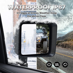 VANLOGY mirror installed on Jeep Wrangler door illustrating proper alignment benefit