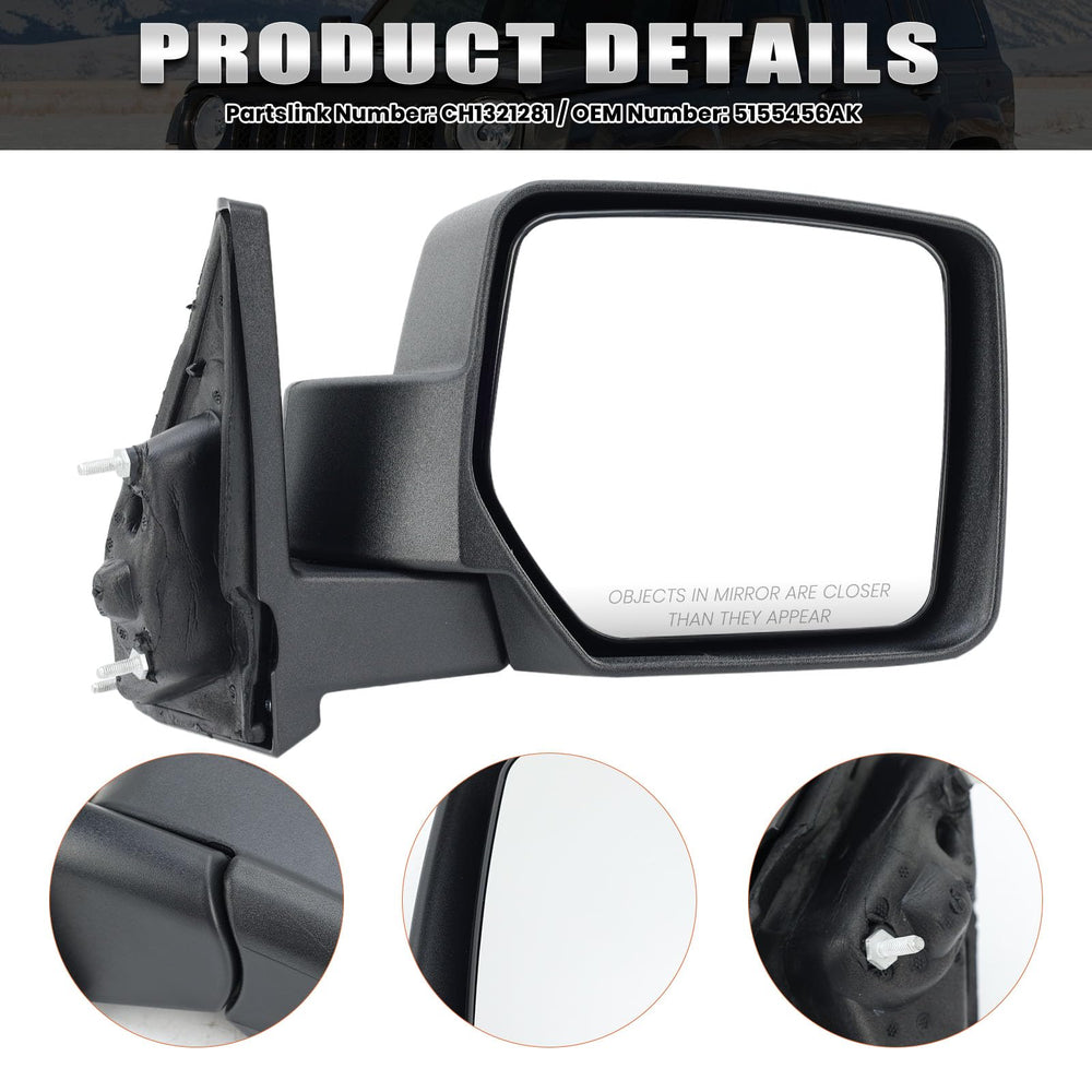 VANLOGY mirror installed on Jeep Patriot passenger side for restored visibility benefit