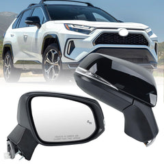 VANLOGY front view of right passenger mirror showing full black assembly and fit
